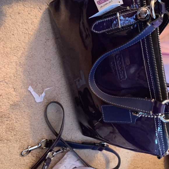 Coach Purple/Navy Patent Leather Satchel - Picture 5 of 7